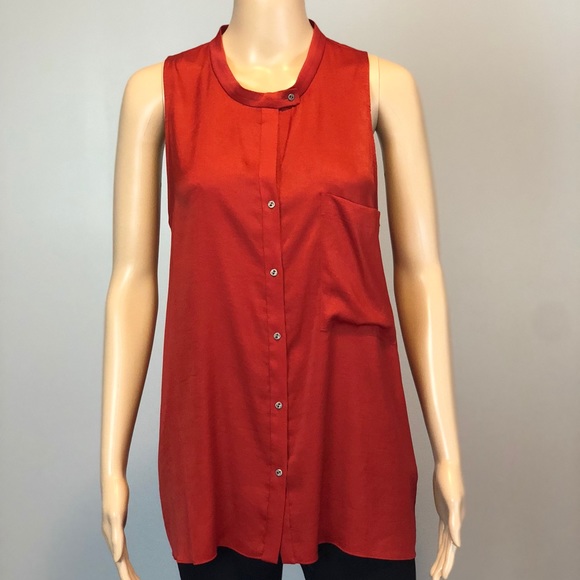 🆕 HELMUT Helmut Lang rust orange button blouse - Picture 1 of 6